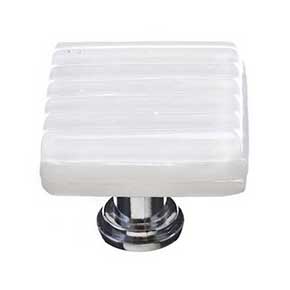 Sietto [K-800-ORB] Glass Cabinet Knob - Texture Series - White Reed Glass - Oil Rubbed Bronze Base - 1 1/4" Sq.