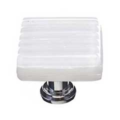 Sietto [K-800-PC] Glass Cabinet Knob - Texture Series - White Reed Glass - Polished Chrome Base - 1 1/4&quot; Sq.