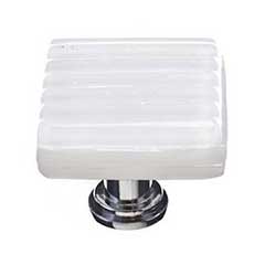 Sietto [K-800-SN] Glass Cabinet Knob - Texture Series - White Reed Glass - Satin Nickel Base - 1 1/4&quot; Sq.