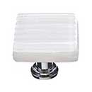 Sietto [K-800-SN] Glass Cabinet Knob - Texture Series - White Reed Glass - Satin Nickel Base - 1 1/4&quot; Sq.