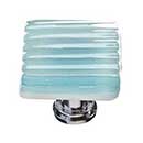 Sietto [K-801-PC] Glass Cabinet Knob - Texture Series - Light Aqua Reed Glass - Polished Chrome Base - 1 1/4" Sq.