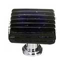 Sietto [K-802-PC] Glass Cabinet Knob - Texture Series - Black Reed Glass - Polished Chrome Base - 1 1/4" Sq.