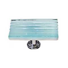 Sietto [LK-801-PC] Glass Cabinet Knob - Texture Series - Light Aqua Reed Glass - Polished Chrome Base - 2&quot; L