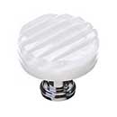 Sietto [R-800-PC] Glass Cabinet Knob - Texture Series - White Reed Glass - Polished Chrome Base - 1 1/4" Dia.