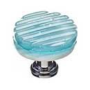 Sietto [R-801-PC] Glass Cabinet Knob - Texture Series - Light Aqua Reed Glass - Polished Chrome Base - 1 1/4&quot; Dia.