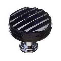 Sietto [R-802-SN] Glass Cabinet Knob - Texture Series - Black Reed Glass - Satin Nickel Base - 1 1/4&quot; Dia.