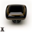 Sietto [K-101-PC] Handmade Glass Cabinet Knob - Stratum - Woodland Brown & Black - Polished Chrome Base - 1 1/4" Sq.