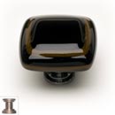 Sietto [K-101-SN] Handmade Glass Cabinet Knob - Stratum - Woodland Brown & Black - Satin Nickel Base - 1 1/4" Sq.