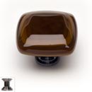 Sietto [K-102-PC] Handmade Glass Cabinet Knob - Stratum - Woodland Brown & Umber Brown - Polished Chrome Base - 1 1/4" Sq.