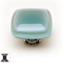 Sietto [K-103-PC] Handmade Glass Cabinet Knob - Stratum - Spruce Green - Polished Chrome Base - 1 1/4&quot; Sq.