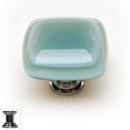 Sietto [K-103-PC] Handmade Glass Cabinet Knob - Stratum - Spruce Green - Polished Chrome Base - 1 1/4" Sq.