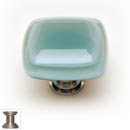 Sietto [K-103-SN] Handmade Glass Cabinet Knob - Stratum - Spruce Green - Satin Nickel Base - 1 1/4" Sq.