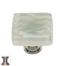 Sietto [K-201-SN] Handmade Glass Cabinet Knob - Glacier - Spruce Green - Satin Nickel Base - 1 1/4&quot; Sq.