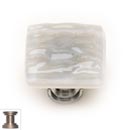 Sietto [K-204-SN] Handmade Glass Cabinet Knob - Glacier - Blue-Grey - Satin Nickel Base - 1 1/4" Sq.