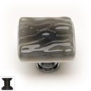 Sietto [K-206-ORB] Handmade Glass Cabinet Knob - Glacier - Silver Grey - Oil Rubbed Bronze Base - 1 1/4" Sq.