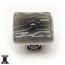 Sietto [K-206-PC] Handmade Glass Cabinet Knob - Glacier - Silver Grey - Polished Chrome Base - 1 1/4" Sq.