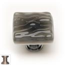 Sietto [K-206-SN] Handmade Glass Cabinet Knob - Glacier - Silver Grey - Satin Nickel Base - 1 1/4" Sq.