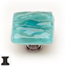 Sietto [K-207-ORB] Handmade Glass Cabinet Knob - Glacier - Aqua - Oil Rubbed Bronze Base - 1 1/4" Sq.