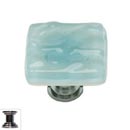 Sietto [K-208-PC] Handmade Glass Cabinet Knob - Glacier - Light Aqua - Polished Chrome Base - 1 1/4&quot; Sq.