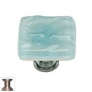 Sietto [K-208-SN] Handmade Glass Cabinet Knob - Glacier - Light Aqua - Satin Nickel Base - 1 1/4" Sq.