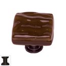 Sietto [K-209-ORB] Handmade Glass Cabinet Knob - Glacier - Woodland Brown - Oil Rubbed Bronze Base - 1 1/4" Sq.