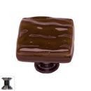 Sietto [K-209-PC] Handmade Glass Cabinet Knob - Glacier - Woodland Brown - Polished Chrome Base - 1 1/4" Sq.