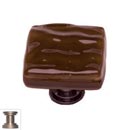 Sietto [K-209-SN] Handmade Glass Cabinet Knob - Glacier - Woodland Brown - Satin Nickel Base - 1 1/4&quot; Sq.