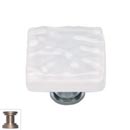 Sietto [K-212-SN] Handmade Glass Cabinet Knob - Glacier - White - Satin Nickel Base - 1 1/4" Sq.