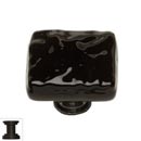 Sietto [K-213-ORB] Handmade Glass Cabinet Knob - Glacier - Black - Oil Rubbed Bronze Base - 1 1/4&quot; Sq.