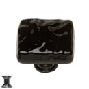 Sietto [K-213-PC] Handmade Glass Cabinet Knob - Glacier - Black - Polished Chrome Base - 1 1/4" Sq.