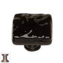 Sietto [K-213-SN] Handmade Glass Cabinet Knob - Glacier - Black - Satin Nickel Base - 1 1/4&quot; Sq.