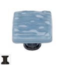 Sietto [K-215-ORB] Handmade Glass Cabinet Knob - Glacier - Powder Blue - Oil Rubbed Bronze Base - 1 1/4" Sq.