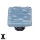 Sietto [K-215-PC] Handmade Glass Cabinet Knob - Glacier - Powder Blue - Polished Chrome Base - 1 1/4" Sq.