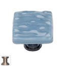 Sietto [K-215-SN] Handmade Glass Cabinet Knob - Glacier - Powder Blue - Satin Nickel Base - 1 1/4" Sq.