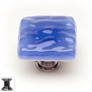 Sietto [K-219-PC] Handmade Glass Cabinet Knob - Glacier - Sky Blue - Polished Chrome Base - 1 1/4" Sq.