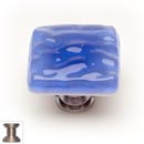 Sietto [K-219-SN] Handmade Glass Cabinet Knob - Glacier - Sky Blue - Satin Nickel Base - 1 1/4" Sq.