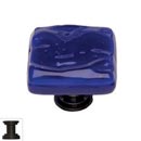 Sietto [K-221-ORB] Handmade Glass Cabinet Knob - Glacier - Deep Cobalt Blue - Oil Rubbed Bronze Base - 1 1/4&quot; Sq.