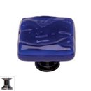 Sietto [K-221-PC] Handmade Glass Cabinet Knob - Glacier - Deep Cobalt Blue - Polished Chrome Base - 1 1/4" Sq.