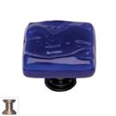 Sietto [K-221-SN] Handmade Glass Cabinet Knob - Glacier - Deep Cobalt Blue - Satin Nickel Base - 1 1/4" Sq.