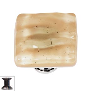 Sietto [K-226-PC] Handmade Glass Cabinet Knob - Skinny Glacier - Sesame - Polished Chrome Base - 1 1/4" Sq.