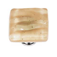 Sietto [K-226-PC] Handmade Glass Cabinet Knob - Skinny Glacier - Sesame - Polished Chrome Base - 1 1/4" Sq.
