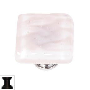 Sietto [K-228-ORB] Handmade Glass Cabinet Knob - Skinny Glacier - Rose - Oil Rubbed Bronze Base - 1 1/4" Sq.
