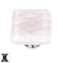 Sietto [K-228-PC] Handmade Glass Cabinet Knob - Skinny Glacier - Rose - Polished Chrome Base - 1 1/4&quot; Sq.