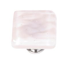 Sietto [K-228-SN] Handmade Glass Cabinet Knob - Skinny Glacier - Rose - Satin Nickel Base - 1 1/4" Sq.