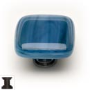 Sietto [K-303-ORB] Handmade Glass Cabinet Knob - Cirrus - Marine Blue - Oil Rubbed Bronze Base - 1 1/4" Sq.