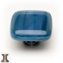 Sietto [K-303-SN] Handmade Glass Cabinet Knob - Cirrus - Marine Blue - Satin Nickel Base - 1 1/4" Sq.