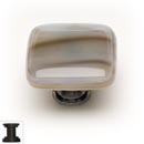 Sietto [K-305-ORB] Handmade Glass Cabinet Knob - Cirrus - White w/ Brown - Oil Rubbed Bronze Base - 1 1/4&quot; Sq.