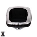 Sietto [K-700-PC] Handmade Glass Cabinet Knob - Reflective - Black - Polished Chrome Base - 1 1/4&quot; Sq.