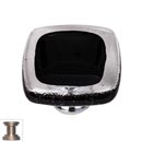 Sietto [K-700-SN] Handmade Glass Cabinet Knob - Reflective - Black - Satin Nickel Base - 1 1/4" Sq.