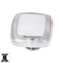Sietto [K-701-PC] Handmade Glass Cabinet Knob - Reflective - White - Polished Chrome Base - 1 1/4" Sq.